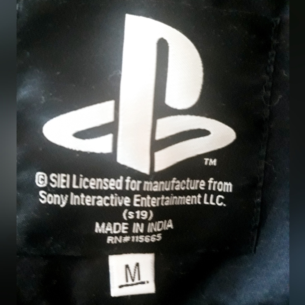 Licensed Sony Playstation Allover Logo Button Front Shirt - Size Medium Black - Picture 4 of 9